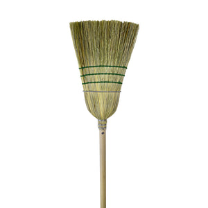 Industrial Corn Broom, 1 Wire 3 String natural corn broom brush packaged with 1 silver wire and 3 blue strings with wooden handle, Industrial Corn Broom, 1 Wire 3 String, FLOOR CLEANING, CORN BROOMS, Best Seller, 4001