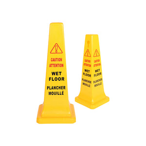 Cono de seguridad Inglés-Francés yellow standing cone floor, Safety Cone English-French, SIZE, Small / 26 Inch H, SAFETY, CONES, 7200,7201